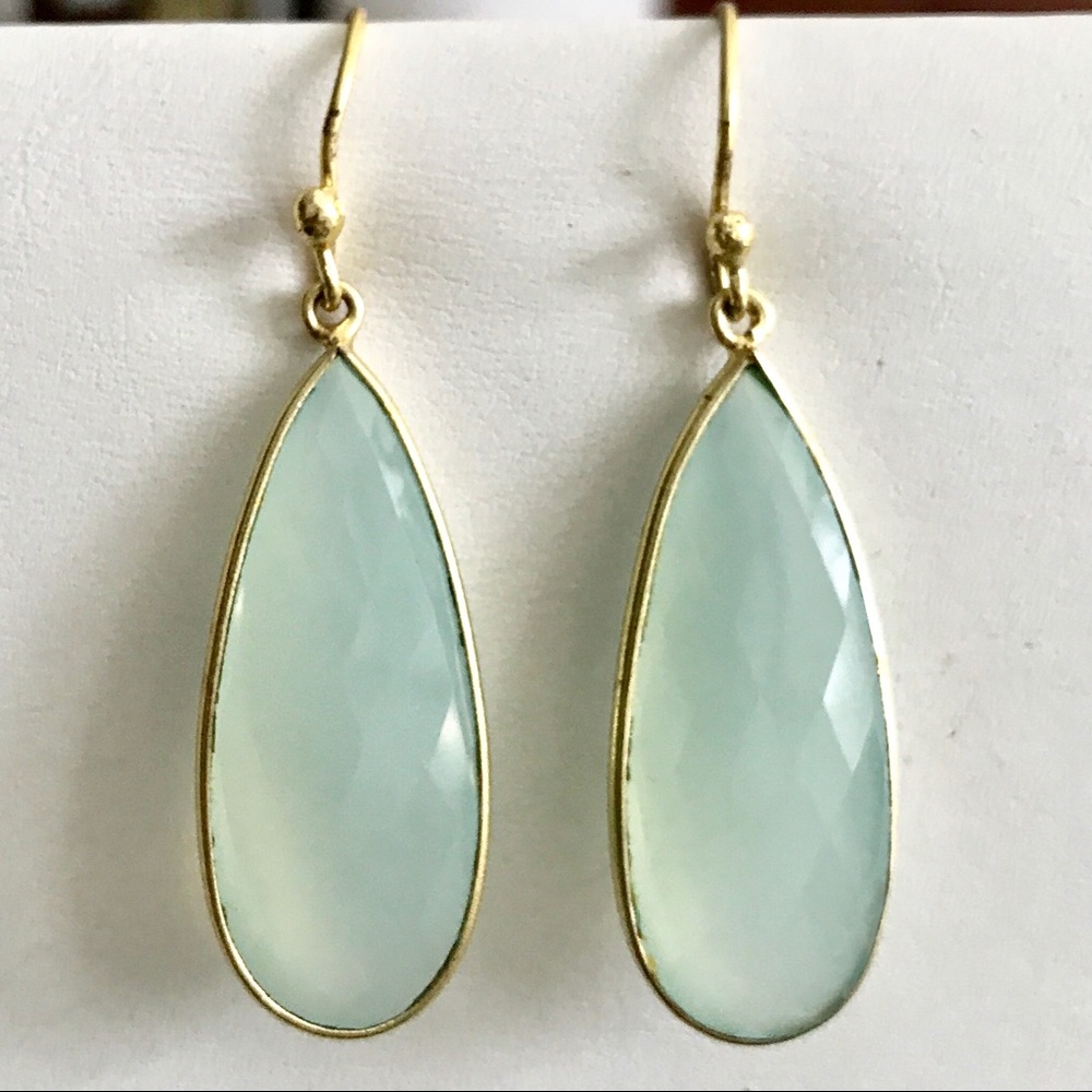 Peruvian Chalcedony Teardrop Earrings